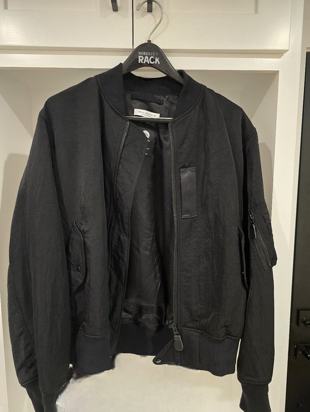 Urban Research Men's Black Bomber Jacket -Made In Japan Fabric NWOT